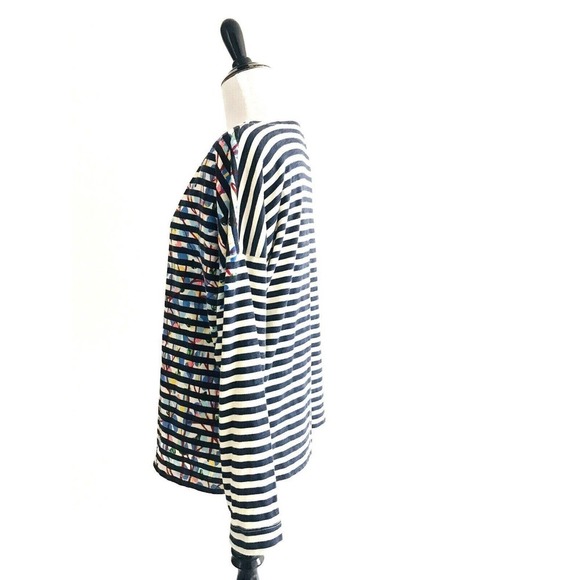 J Crew | Michael De Feo Striped T-shirt Size S Blue Floral Crewneck Long Sleeves - Picture 9 of 11